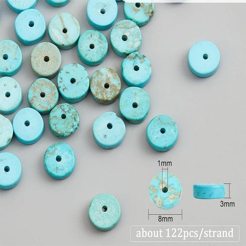 SUNNYCLUE 1 Box 122Pcs Gemstone Heishi Beads Natural Howlite Bead Flat Round Beads 8mm Beaded Disc Stone Loose Spacer Beads for Jewelry Making Bea...