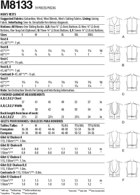 McCall's M8133A MEN/BOY COSTUME, A (S-M-L-XL-XXL-XXXL), White...