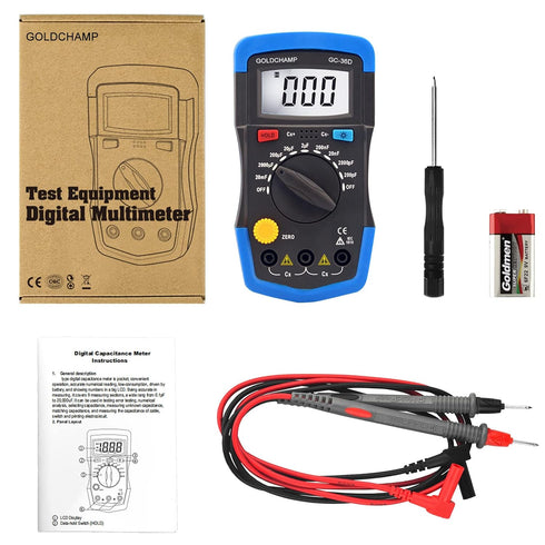 Digital Multimeter Capacitance Meter 200pF-20mF Meter Capacitor Handheld Multimeter Tester with Multi Testers Manual Range Measure Tool, Back Ligh...