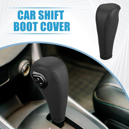 Car Shift Boot Cover Gear Knob Shifter Boot for Chevy Sonic 2012-2020 Faux Leather Black Black Stitches...