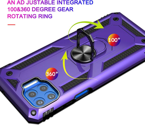 Androgate Compatible with Moto One 5G Case, Motorola One 5G UW Case, with Tempered Glass Screen Protectors, Military-Grade Metal Ring Kickstand 22...