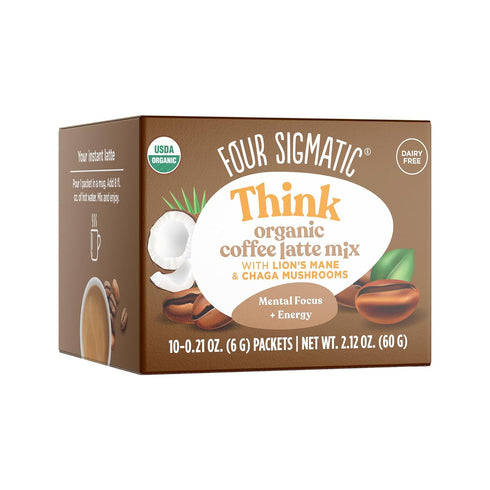 Mushroom Coffee Latte by Four Sigmatic | Daily Dose Alternative | Organic Instant Coffee Latte Mix with Lion's Mane, Chaga Mushrooms & Coconut Mil...