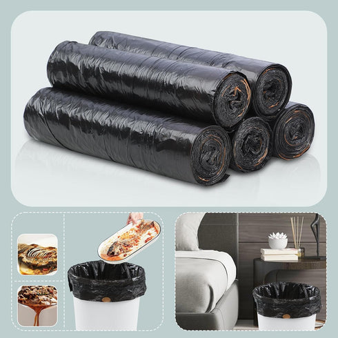 JOYBOS Trash Bags 5 Rolls/75Pcs, Drawstring Small Garbage Bags, 4 Gallon Trash Bag, Portable PE Rubbish Bags Trash Can Liners, Wastebasket Bags Ga...