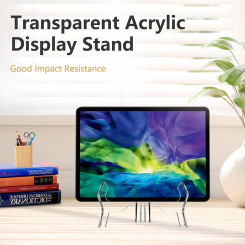 2Pcs Plate Stands for Display, 9.8 Inch Clear Acrylic Easel Display Plate Stand , Acrylic Material Elegant Frame & Plate display Stand for Wedding...