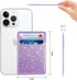Self Adhesive Card Holders for Back of Phone, Leather RFID Phone Wallet Pockets Stick On, Credit Card Holders Sleeve for Phone Case, Glitter Purpl...