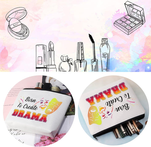 CMNIM Theatre Life Gift Drama Theater Make Up Bag for Drama Actor Actress Cosmetic Pouch Gift for Born To Create Drama Bags (Create Drama Makeup B...