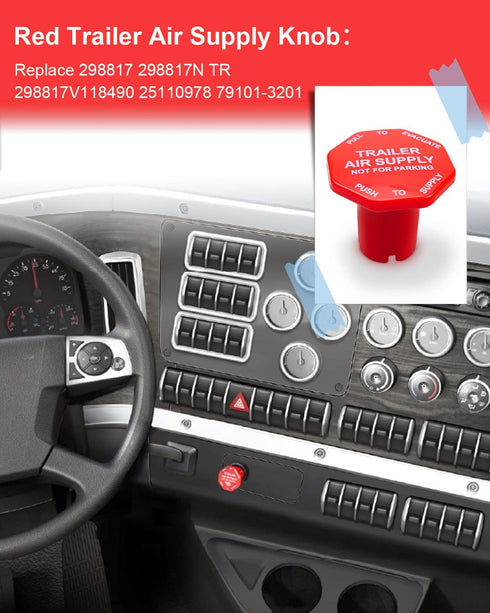 Parking and Air Brake Knobs for Semi Trucks Threaded Fit for Peterbilt Kenworth Volvo and Western Star Truck Yellow Parking Brake Knob and Red Tra...
