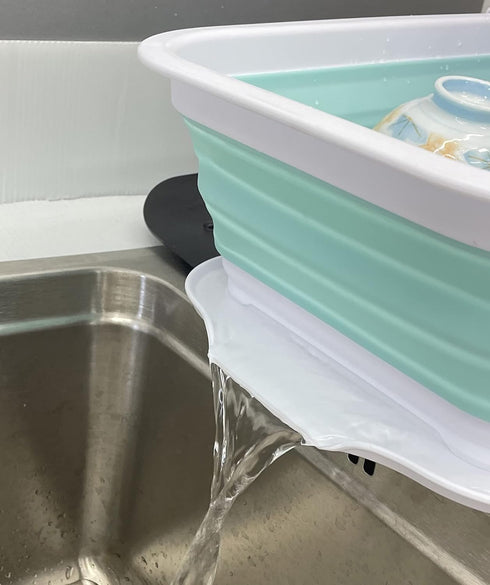 SAMMART 7.5L (2 Gallon) Collapsible Plastic Dish Drainer with Drainer Board - Foldable Drying Rack Set - Portable Dinnerware Organizer - Space Sav...