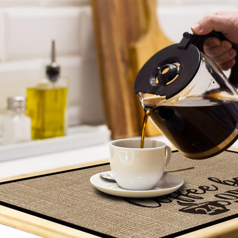 Cunhill 2 Pieces Coffee Bar Mat,Coffee Bar Accessories 20 x 14 Inch Coffee Bar Decoration Coffee Placemats for Coffee Machine, Coffee Bar, Counter...