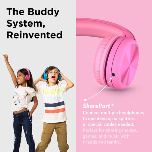 LilGadgets Connect+Wired Kids Headphones for School with Microphone, Volume Limiting & Noise Reduction Over-Ear Headset with Cord, SharePort Techn...
