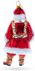 Santa in Fur Coat Glass Christmas Ornament...