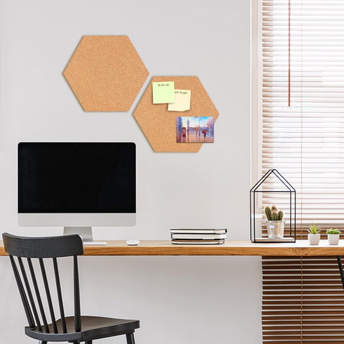Hexagon Cork Board Tiles Bulletin Board, 1/2" Thick Small Cork Boards for Walls, Self-Adhesive Cork Tiles for Home Office Decor, School Message Bo...