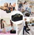Travel Cosmetic Bag Large Capacity Make Up Bag PU Leather Waterproof Portable with Handle and Divider Multifunctional Bag (Black-braid)...