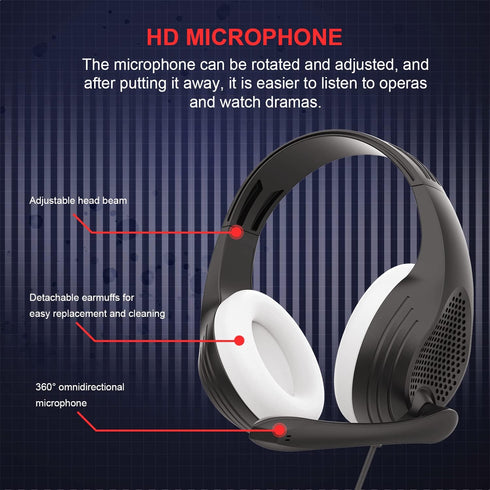 Gaming Headset PC Headphones for Xbox One PS4 PS5 Computer Laptop Tablet Smartphones with Microphone - A9Plus Black White......