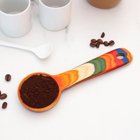 Baltique Marrakesh Collection Wooden Coffee Scoop – Colorful Birch Wood Reusable Scoop for Ground Coffee, Protein Powder & More...