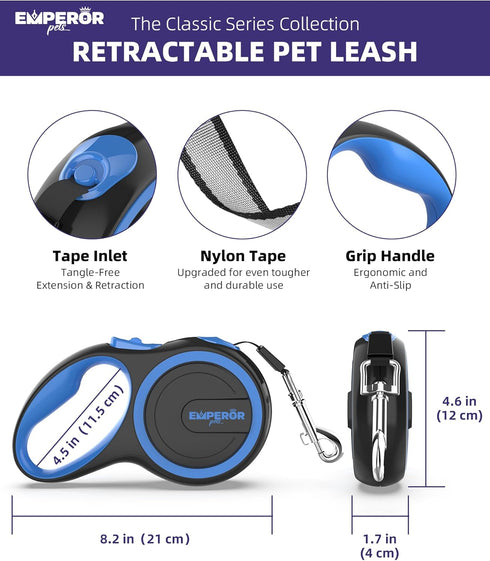 Retractable Dog Leash Add-On Accessory - Hand and Wrist Strap - for greater comfort, loosen Grip for your hands and better control - Classic Blue...