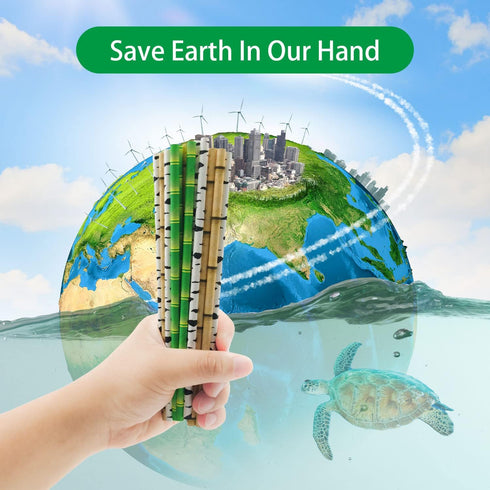 Biodegradable Green Bamboo Printed Paper Drinking Straws, Pack of 100 Disposable Bamboo Pattern Straw for Cocktail, Party Decoration...