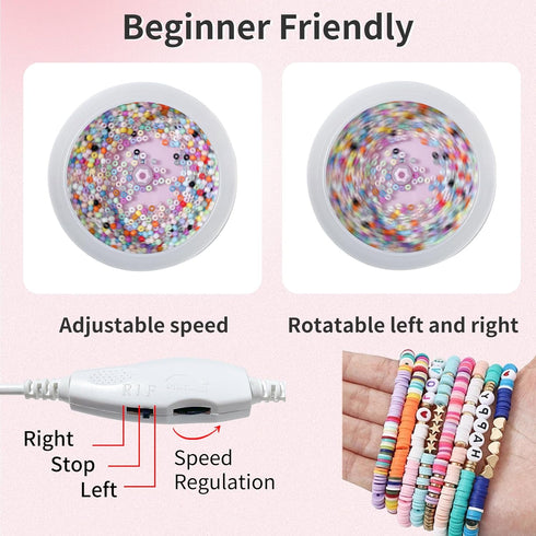 SUNFATT Clay Beads Bracelet Making Kit,Bead Spinner with 1250 PCS Mixed Color Beads Set for DIY Jewelry Making,Bracelets and Necklaces,Adjustable ...