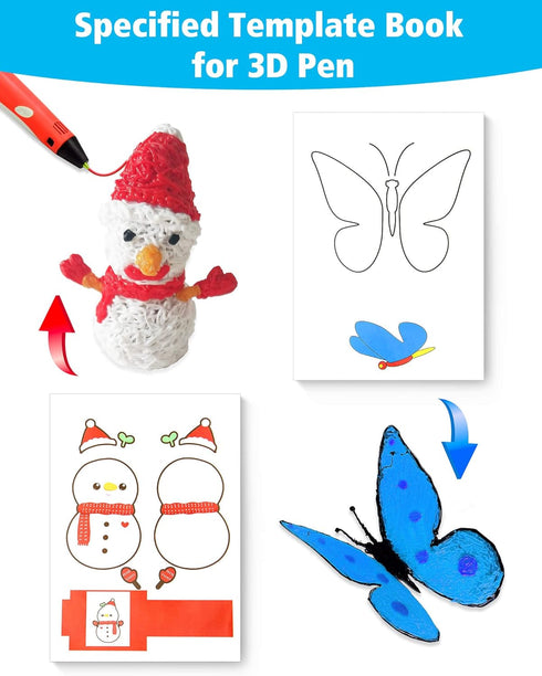 3D Pen Printing Drawing Book, Reusable Colored 40 Pattern Thick Paper Templates with Two Clear Plate, 3D Painting Graffiti Stencils for Kids DIY G...