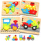 Wooden Vehicle Toddler Puzzles for 1 2 3 Years Old Boys Girls, Baby STEM Educational Toy Gift with 4 Vehicles Montessori Learning Puzzles...