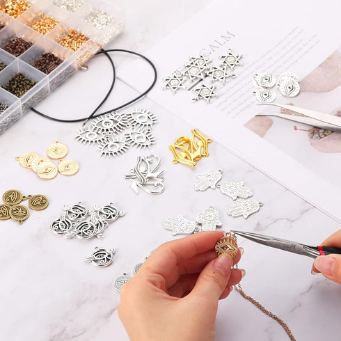 Hicarer 50 Pieces Eye of Horus Charms Pendant Tibetan Magic Metal Mixed Charm for DIY Craft Necklace Bracelet Jewelry Making Crafting Supplies...