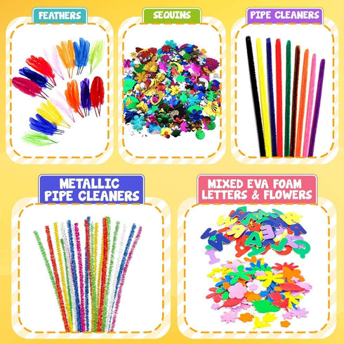 FUNZBO Arts and Crafts Supplies for Kids - Kids Craft Kit with Art Supplies & Craft Supplies, Preschool Learning Activities, Crafts for Kids, DIY ...