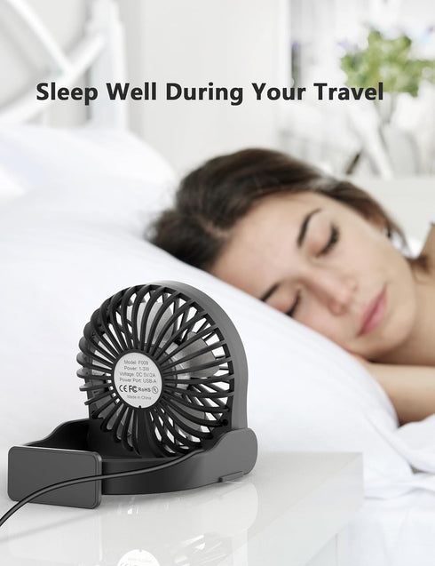 Small Desk Fan, 3 Speeds Silent Travel Fan, Portable mini Desktop Fan, 180° Foldable Table Fan, USB Powered Cooling Fan for Bedroom Home Office Ou...