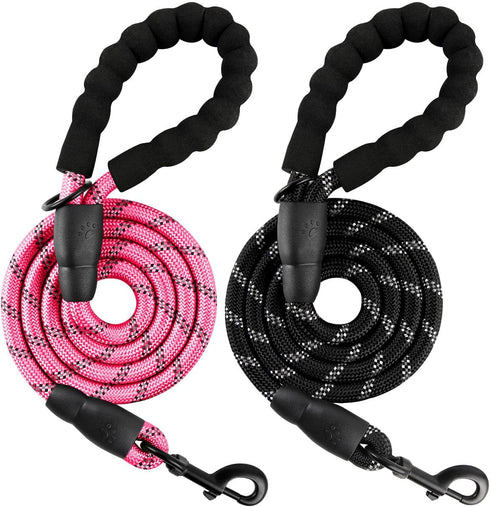 BARKBAY Dog Leashes for Large Dogs Heavy Duty Dog Leash 2 PACK 5 FT with Comfortable Padded Handle Highly Reflective Threads for Medium Large Dogs...