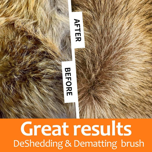 Undercoat rake for Dogs?Dog Deshedding Brush for Large Dogs?2 in 1 Dematting Comb & deShedding Tool for Long Hair Cats?Pet Hair Grooming Brush, Cl...