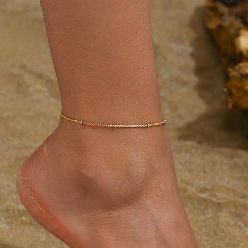 Ankle Bracelets for Women 18K Gold Plated Dainty Layering Anklets for Women Layered Twisted Rope Coin Chain Anklet Bracelets Waterproof Beach Summ...