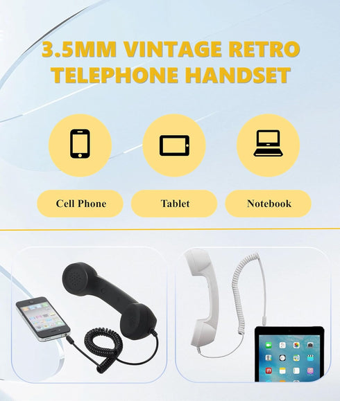 Jiawu Vintage Retro Telephone Handset, Cell Phone Receiver MIC Microphone Speaker for Cellphone, Smartphone and Computers, Old Telephone Headse wi...