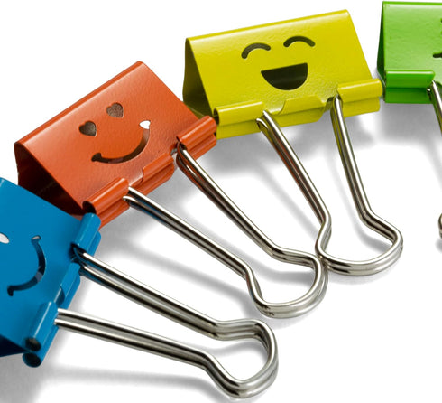 Officemate Smiling Face Binder Clips, Medium, Ass't Colors 36 Pcs, Paper Clamps for Office,Teacher Gifts, School and Home (31095)...