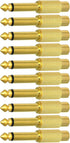 6.35mm 1/4" TS Plug to RCA Female Jack Adapter Connector - 6.35mm Mono Male to RCA Female, Gold-Plated, 10 Pack...