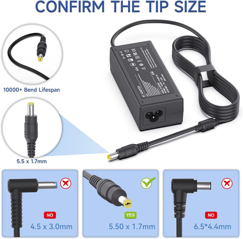 19V 65W AC Adapter Power Cord Compatible with Acer LCD Monitor SA370 H226HQL and More Series - Replacement Charger...