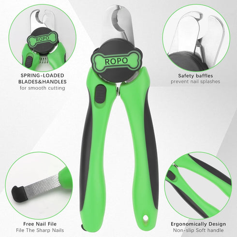 ROPO Dog Nail Trimmer, Pet Nail Clippers, Dog Nail Clippers for Pet Paw Care, Dog Nail Clippers Pet Nail Trimmer for Different Types of Pets (Gree...