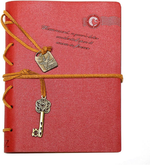 EvZ Leather Writing Journal Notebook, 7 Inches Key Bound Retro Vintage Notebook Diary Sketchbook Gifts with Unlined Travel Journals to Write in fo...