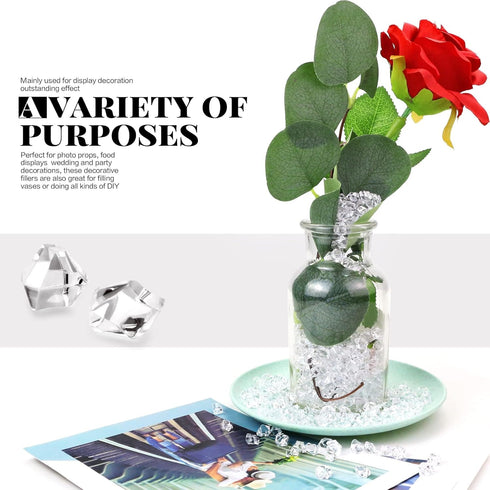 600PCS Fake Crushed Ice Rocks, Acrylic Diamond Crystals Fake Diamonds Plastic Clear Ice Cubes Diamond Table Scatters Acrylic Gems For Vase Fillers...