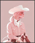 Posterizer 1 pcs-pastel pink cowgirl on a horse-Western Art-Abstract & Modern Art-Gift for Men Women Entrepreneur Teens-Living Room Bedroom Decor-...