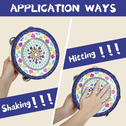 Tambourine for Kids Adults 8 inch Tamborine Percussion Musical Instrument Hand Held Drum for Kids Adults Metal Jingles Percussion Gift Apply to Fa...