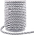 5mm Twisted Cord Trim, 59 Feet Silver Decorative Rope for Curtain Tieback, Upholstery, Honor Cord, Home Decor...