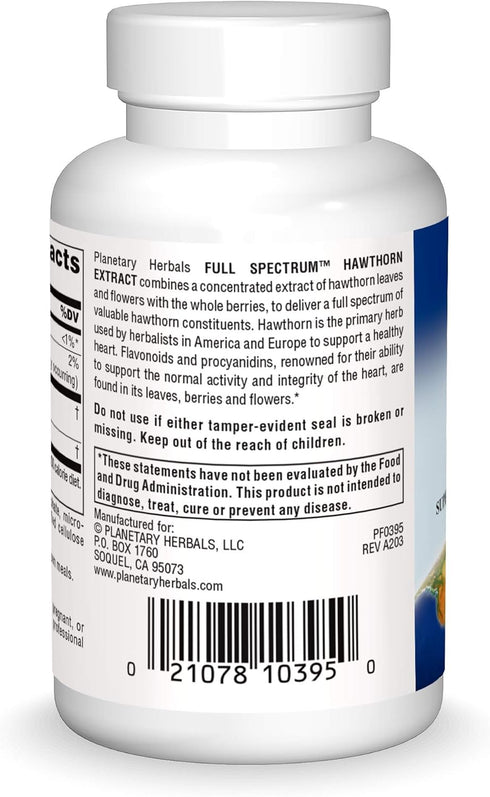 Planetary Herbals Full Spectrum Hawthorn Extract Tablets, 30 Count...