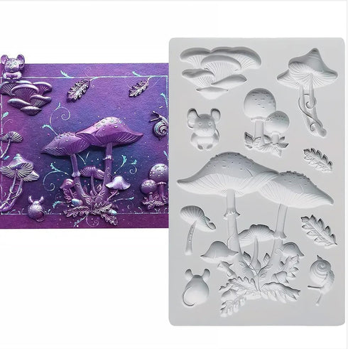 3D Fantasy Mushroom Chocolate Silicone Molds - Alice in Wonderland Themed Cake Decoration Fondant Molds, Silicone Candy Mold for Baking, Cupcake T...