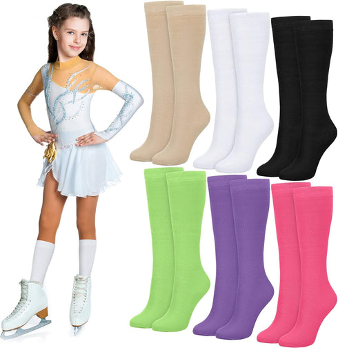 6 Pairs Socks Cotton Compression Socks Roller Skate Socks For Sport Women Girl Youth...