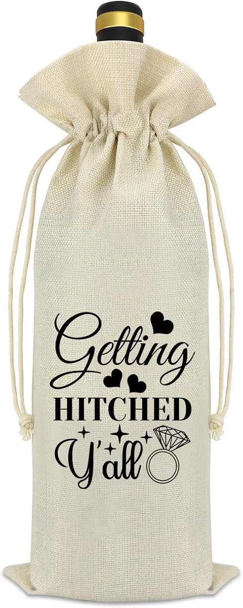 Engagement Wine Gift Bag Wedding Gift for Couple Engagement Gifts for Him Her Mr and Mrs Gift Getting Engaged Gifts Funny Bridal Shower Gift Burla...