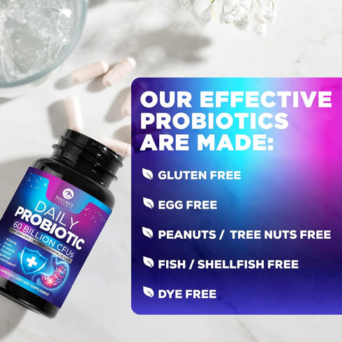 Daily Probiotics and Prebiotics 60 Billion CFU - 10 Strains + 4 Prebiotics, Supports Gut Health, Constipation, Gas & Bloating, Digestive Nutrition...