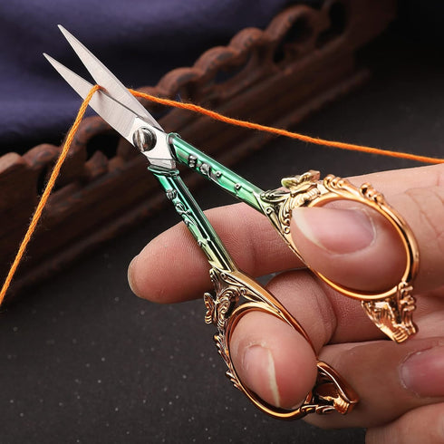 Embroidery Scissors Sewing Scissors Sharp Crafting Threading Scissor with Sheath for Needlework Artwork Manual Handicraft DIY Tool, 4.7in Gold Gre...