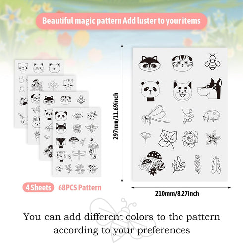 Magibeads 68 Patterns Animal Mushroom Water-soluble Embroidery Dog Cat Flower Ladybug Dragonfly Stick and Stitch Embroidery Paper Starter Kit for ...