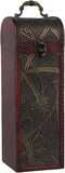 BQLZR Natural Wooden Vintage Wine Bottle Box for 1 Bottle Gift Set Daffodil Pattern Rectangular Cylinder With Handle...