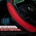 XCBYT Steering Wheel Cover - 14.5-15 Inch Car Microfiber Leather Steering Wheel Wrap Black Red Sports Fan Design Non-Slip for Man Women...
