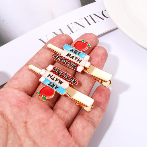Teacher Hair Clips Funny School Bus Apple Book Blackboard Math Symbol Hairpins Back To School Teachers Appreciation Hair Accessory for Women Gilrs...